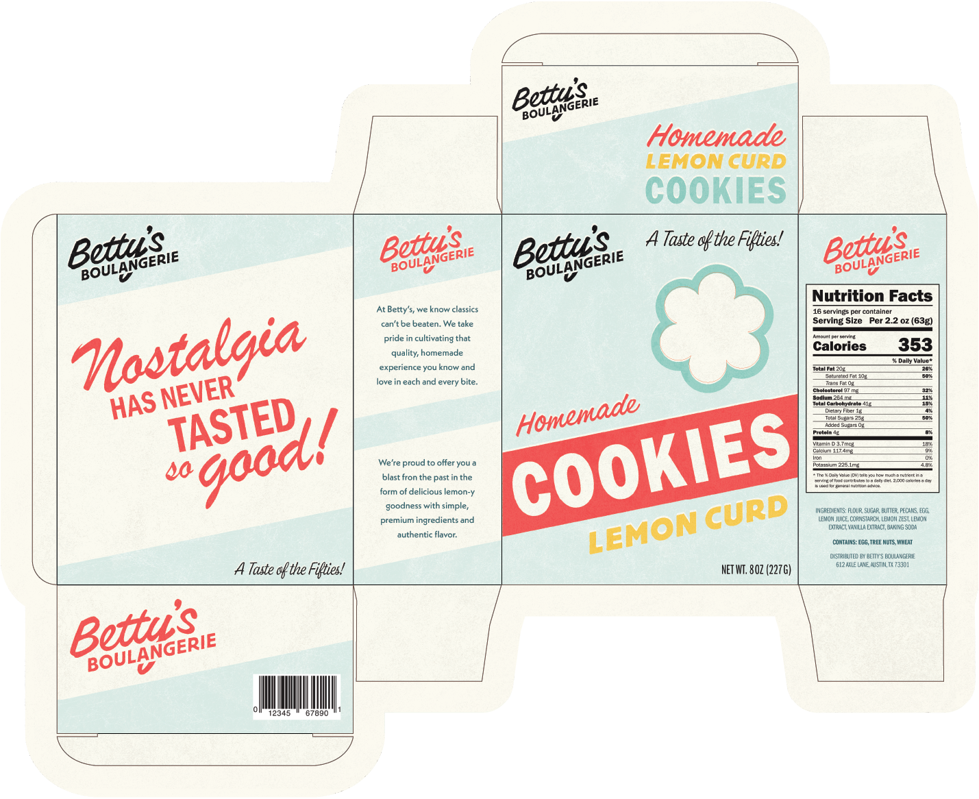 Betty’s Boulangerie Cookie Box Dieline