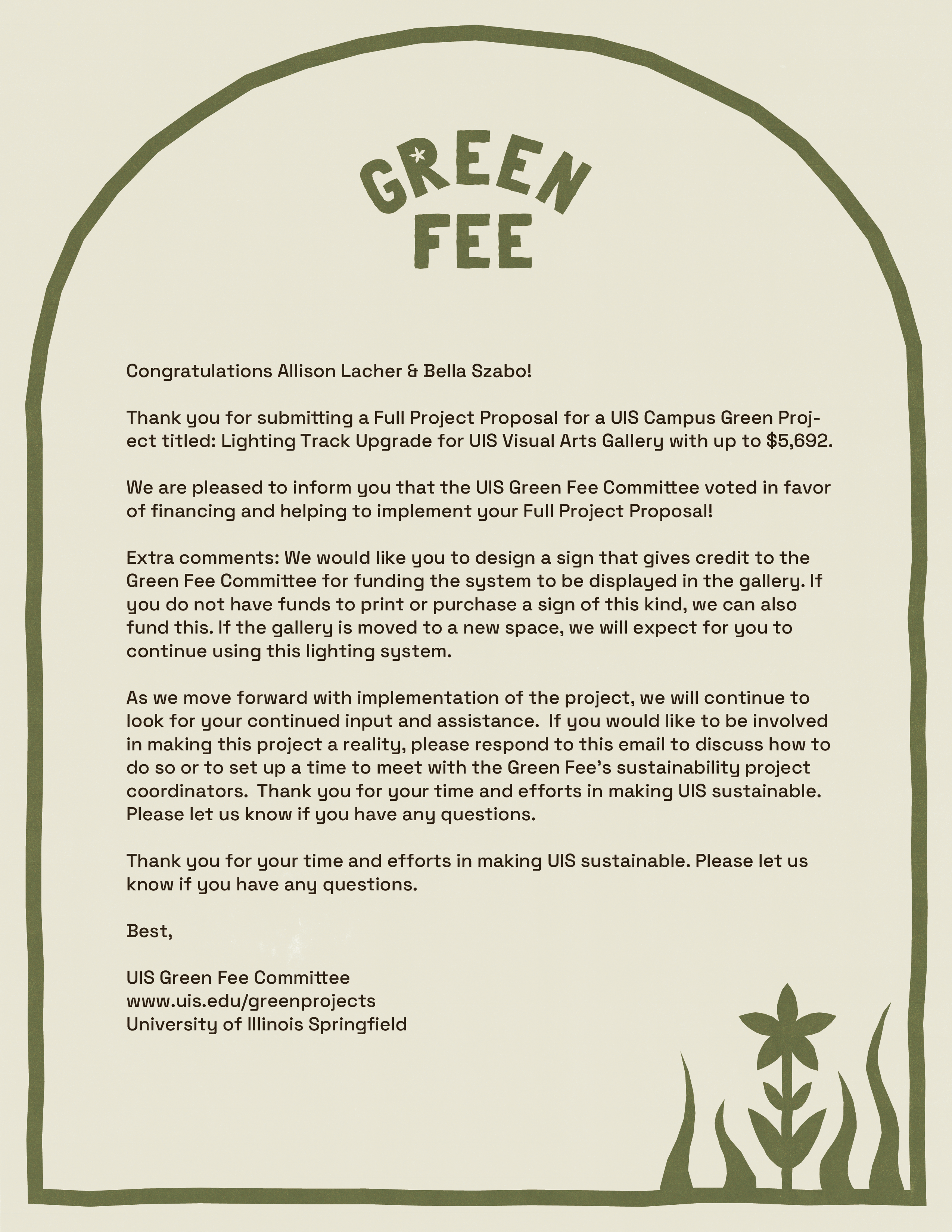 Proposed Stationery with First Draft Green Fee Logo