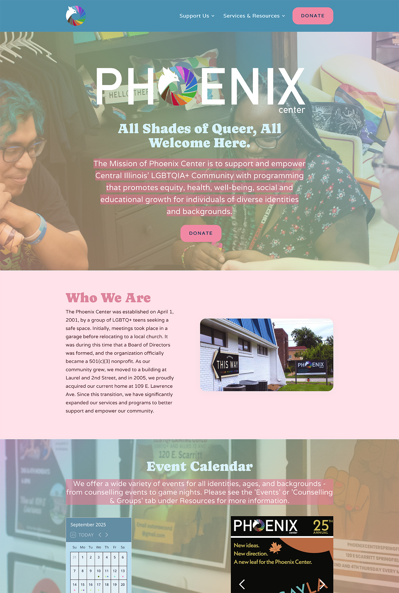 Phoenix Center Home Page Part 1