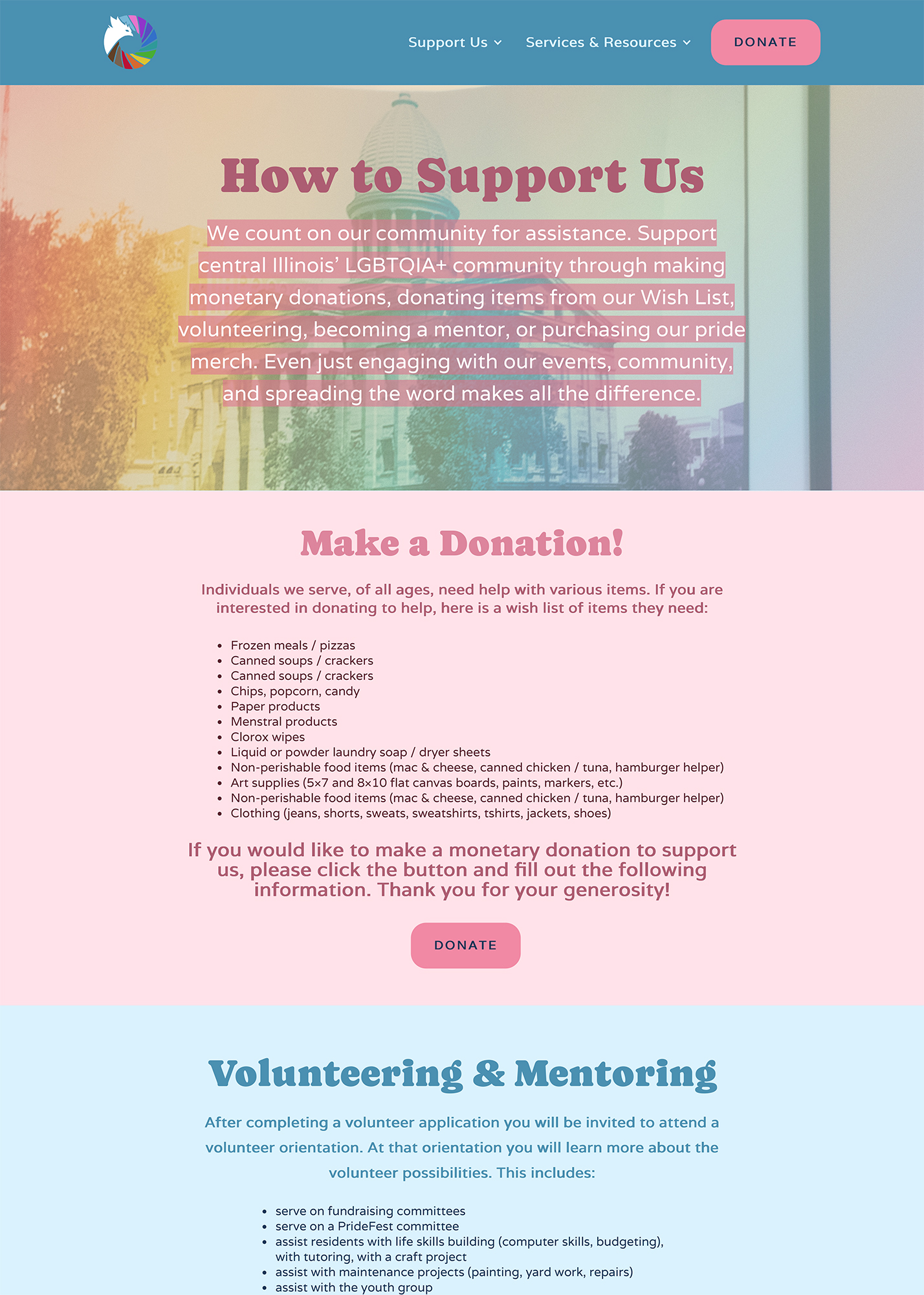 Phoenix Center Support Us Page