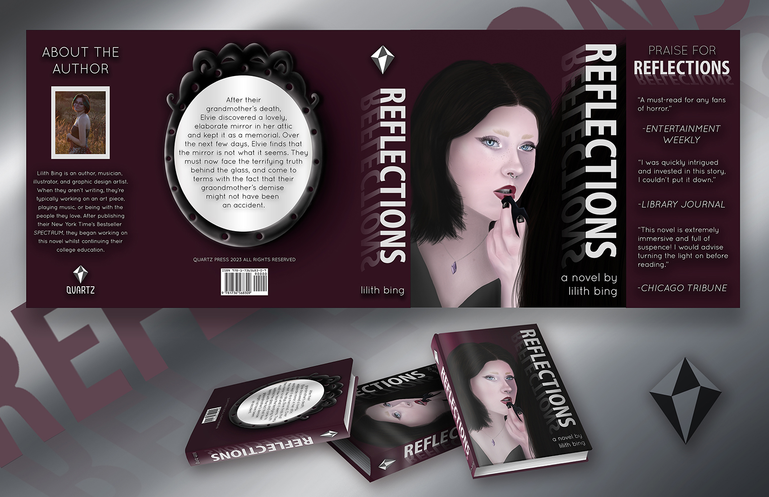 Book cover design and illustration for concept book titled Reflections
